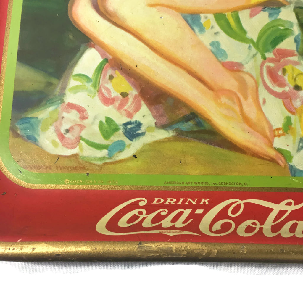 Vintage Girl In Yellow Bathing Suit 1932 Coca-Cola Tray