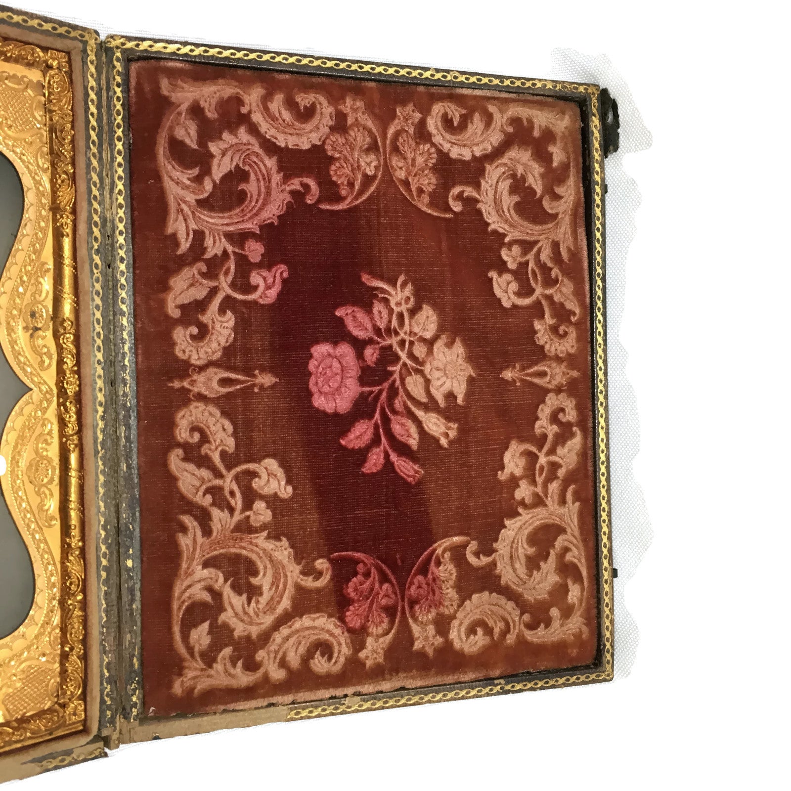 Large Antique Tinted Ambrotype Of A Female Family