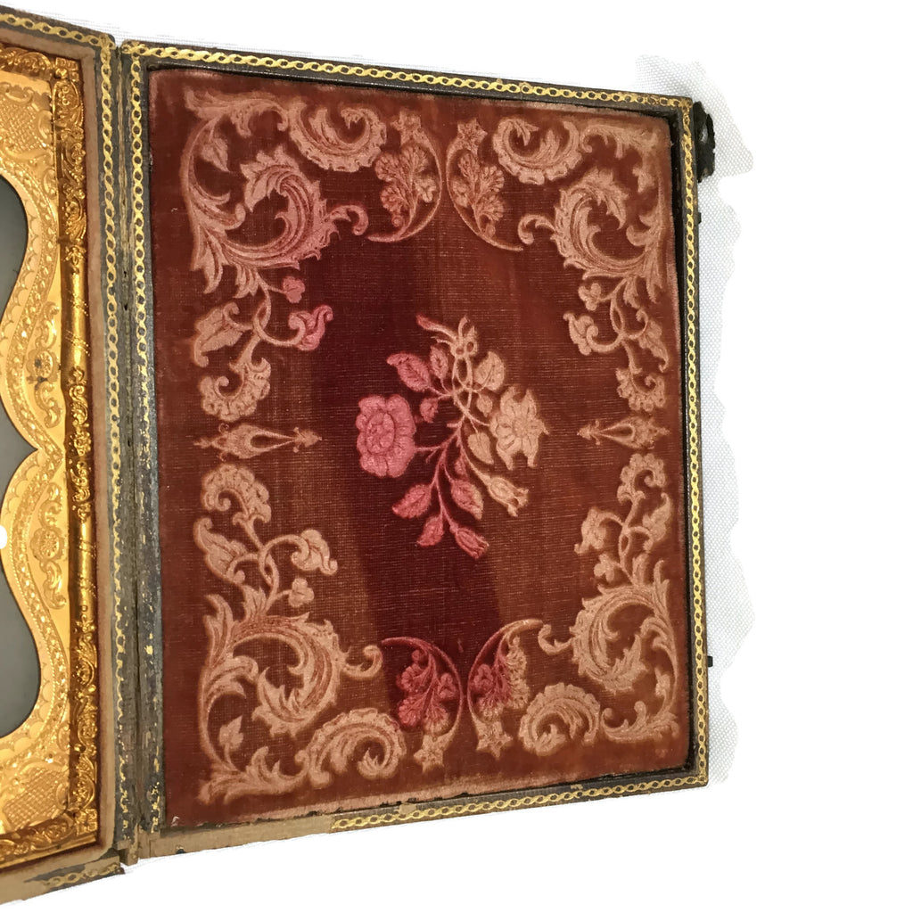 Large Antique Tinted Ambrotype Of A Female Family