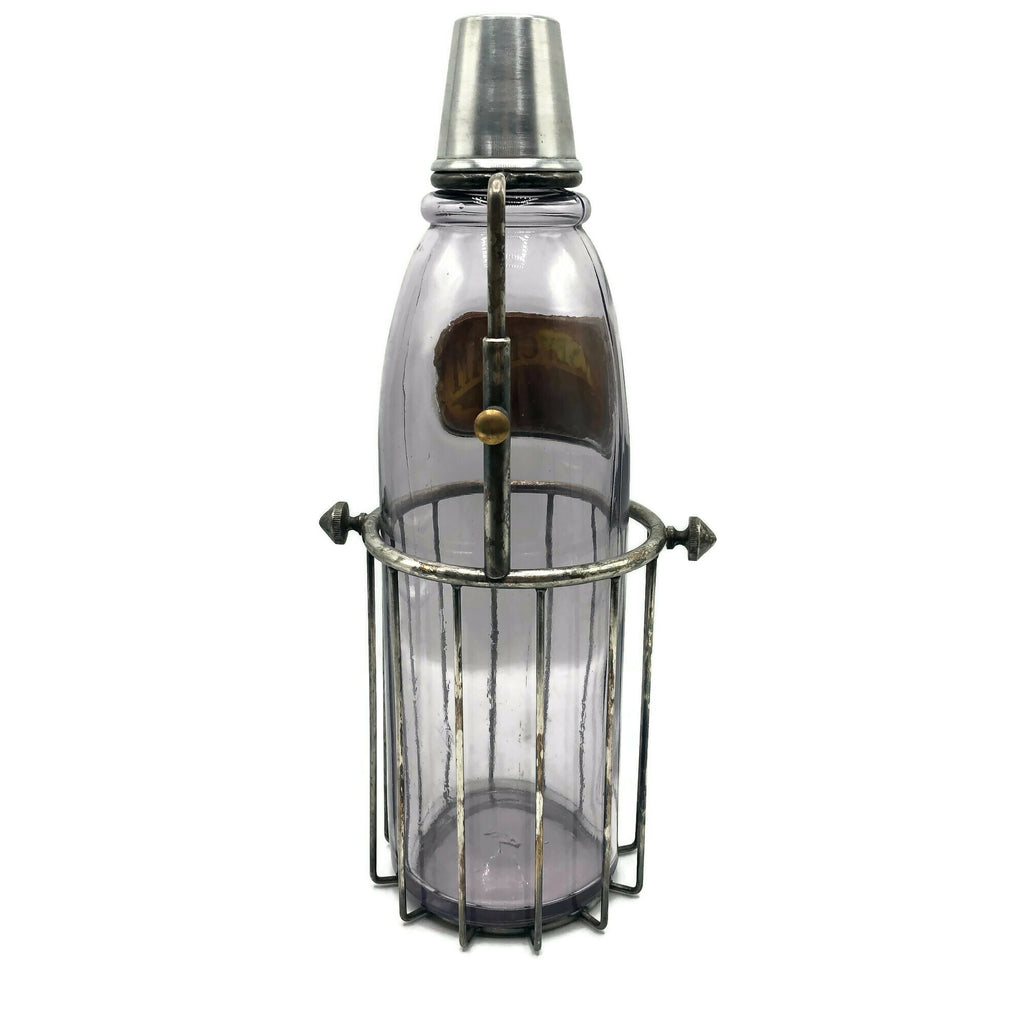 Antiques 1890’s Jersey Cream Soda Fountain Syrup Bottle With Cage