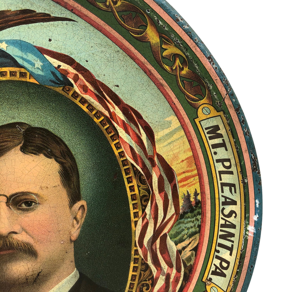 Antique Oval McKinley Roosevelt Jugate Campaign Advertising Tray