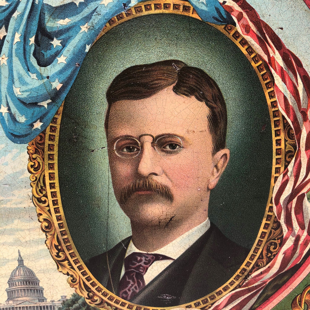 Antique Oval McKinley Roosevelt Jugate Campaign Advertising Tray