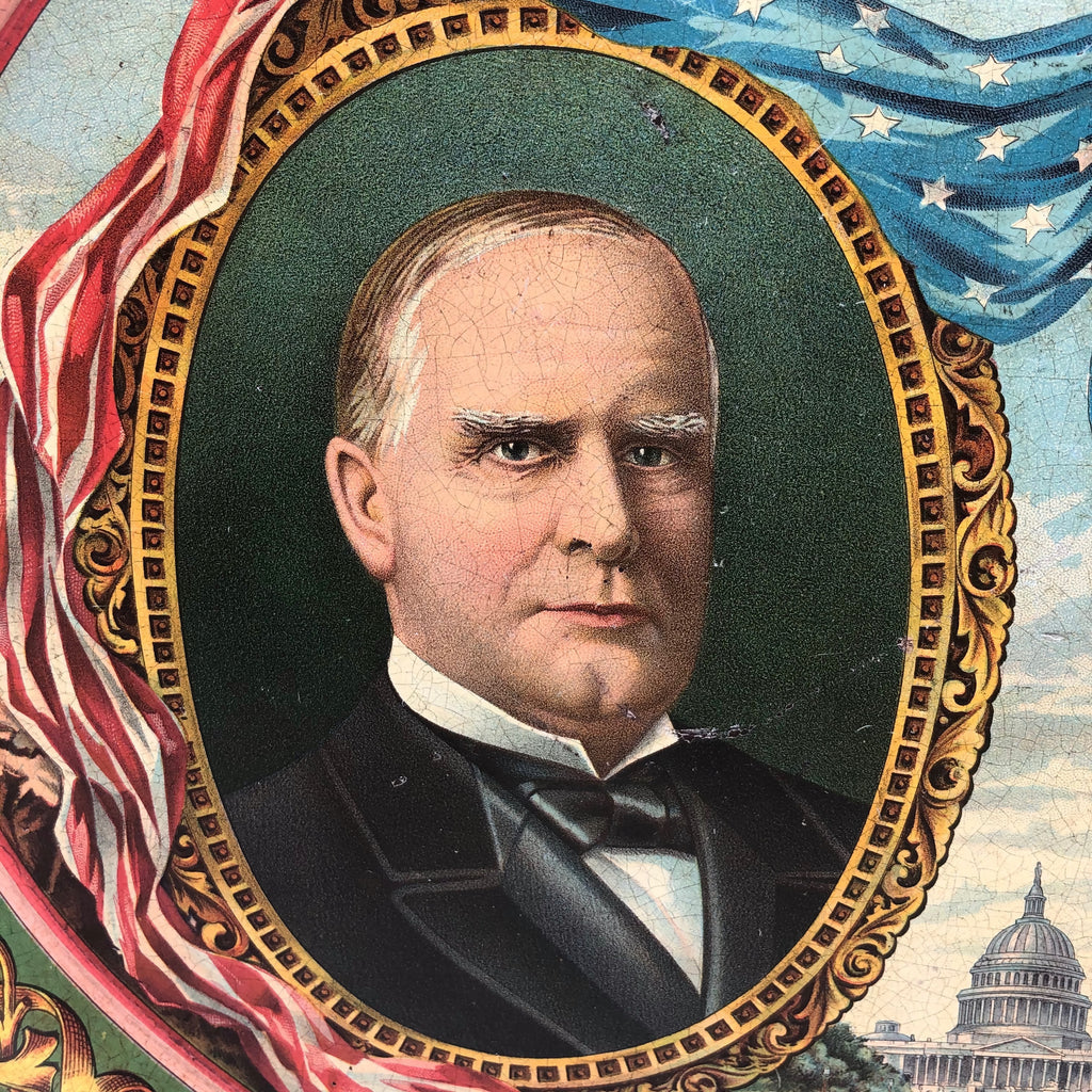 Antique Oval McKinley Roosevelt Jugate Campaign Advertising Tray