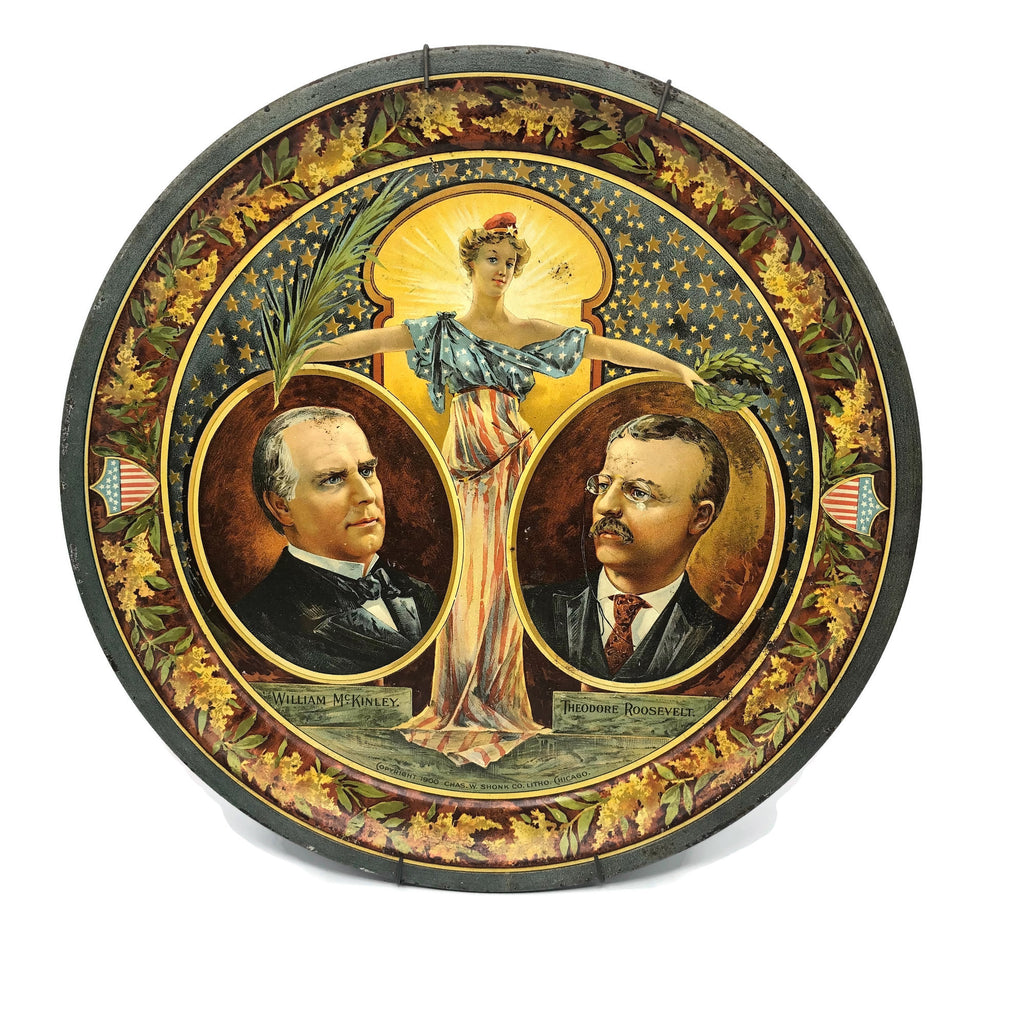 C. 1900 McKinley Roosevelt Tin Litho Jugate Advertising Tray