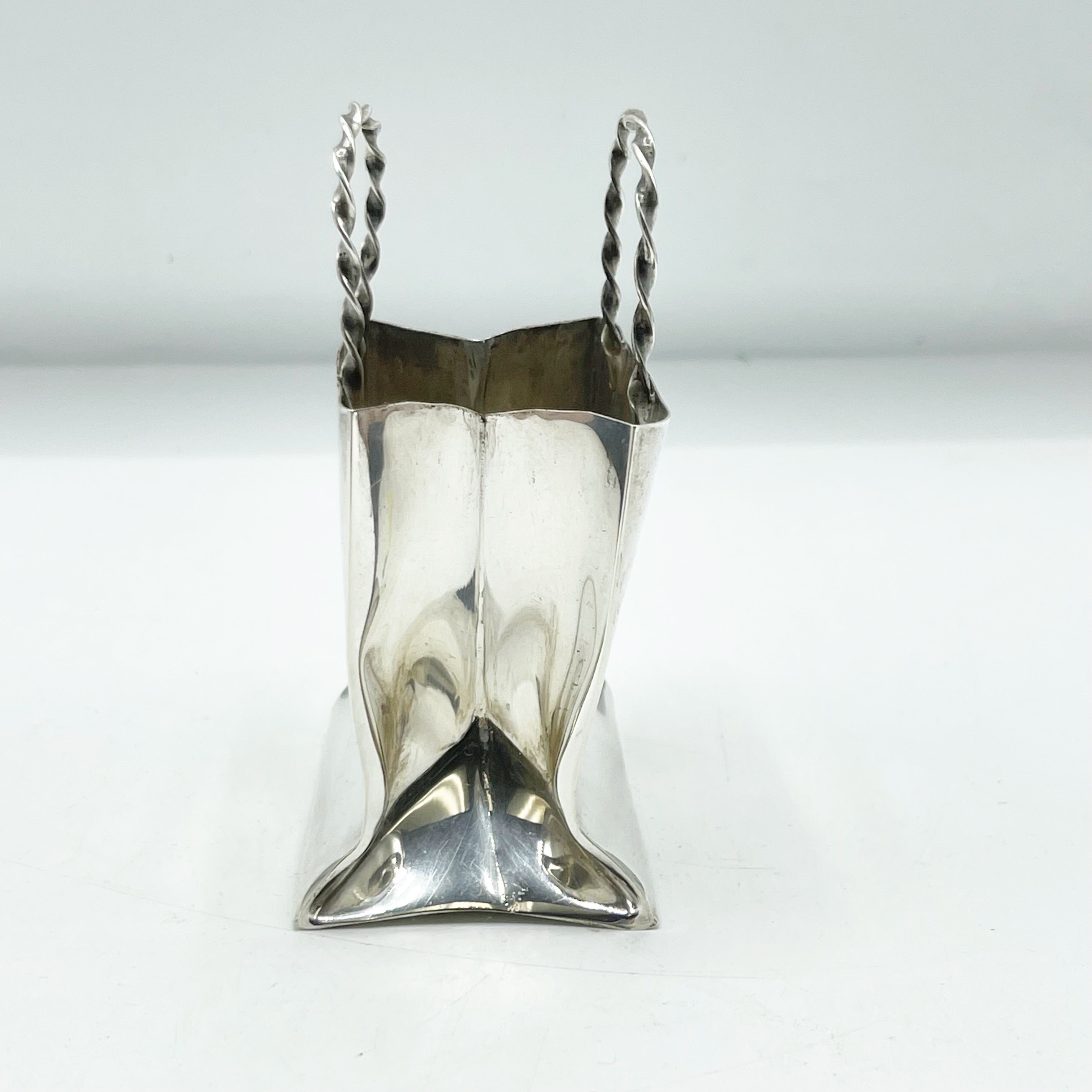 Vintage Hand Made Cartier Sterling Silver Mini Shopping Bag Pen Holder