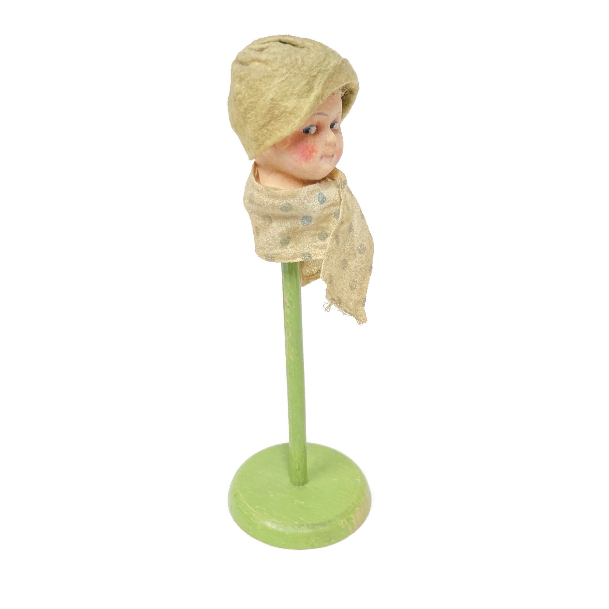 Vintage 1920’s-30’s Side Eye Doll Head Wig/ Hat Stand