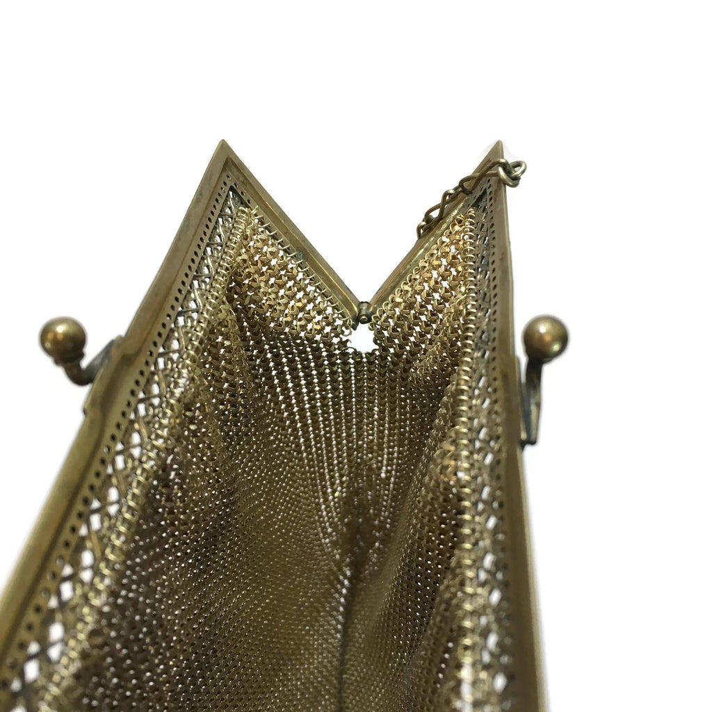 1920's Art Deco Yellow & Green Metal Mesh Purse
