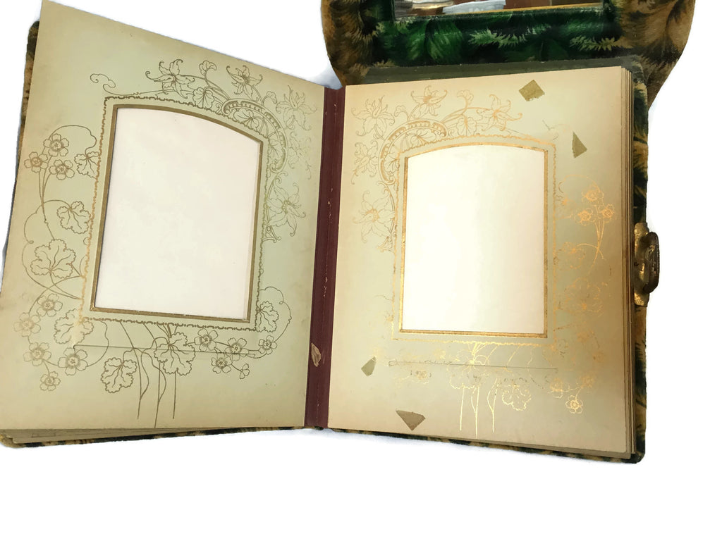 Antique/ Victorian Circa 1880-1905 Velvet Flip Down Photo Album Stand W/ Mirror