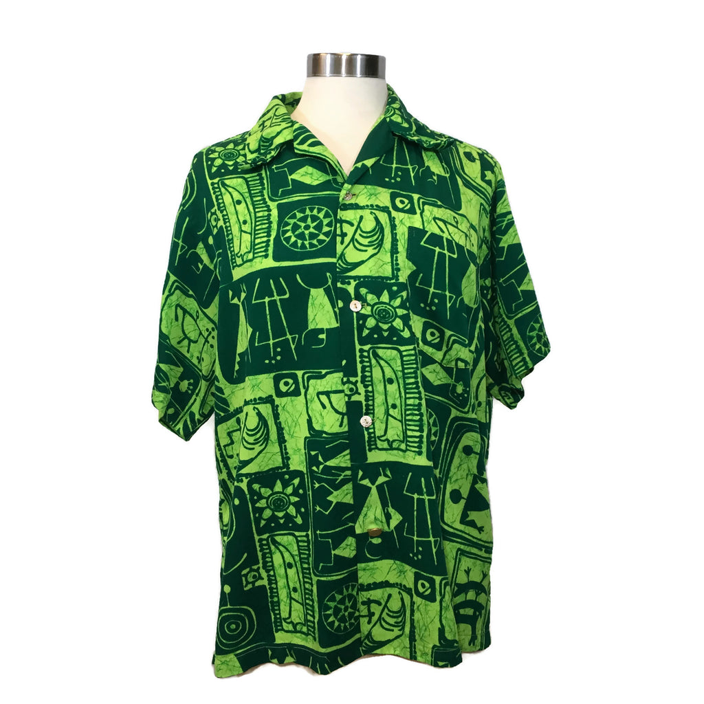 Vintage Men's 1970's Lime Green Hawaiian Shirt