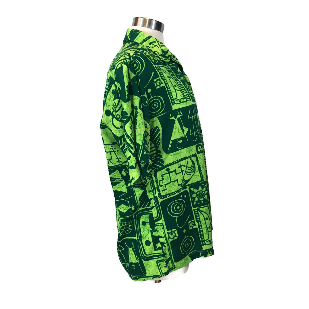 Vintage Men's 1970's Lime Green Hawaiian Shirt