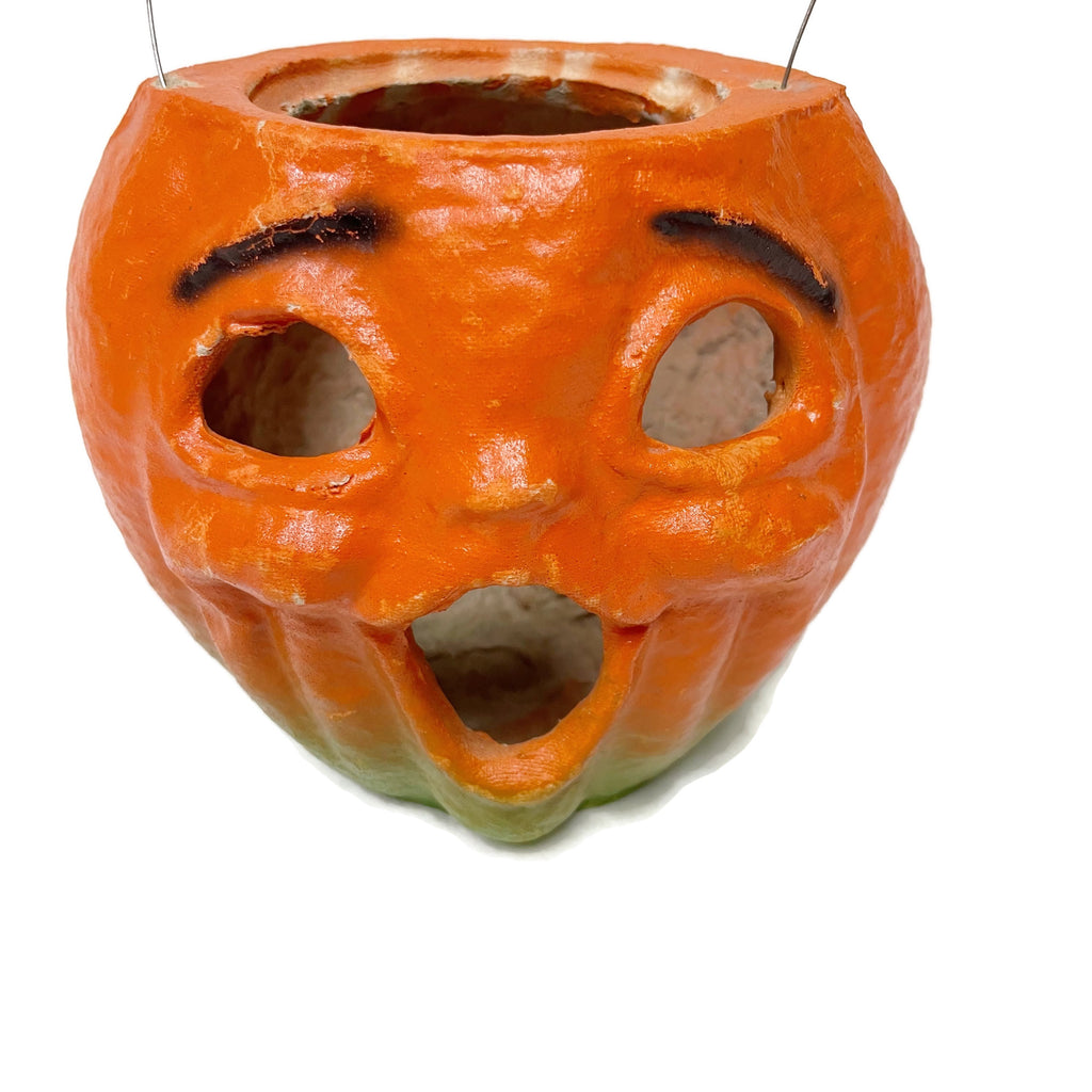 Antique Pressed Cardboard Jack O’ Lantern Lantern W/ Handle