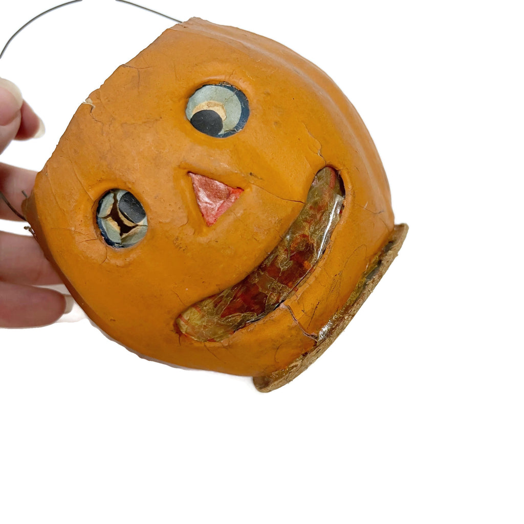 Vintage Small Jack o' Lantern Halloween Lantern W/ Paper Liner & Handle