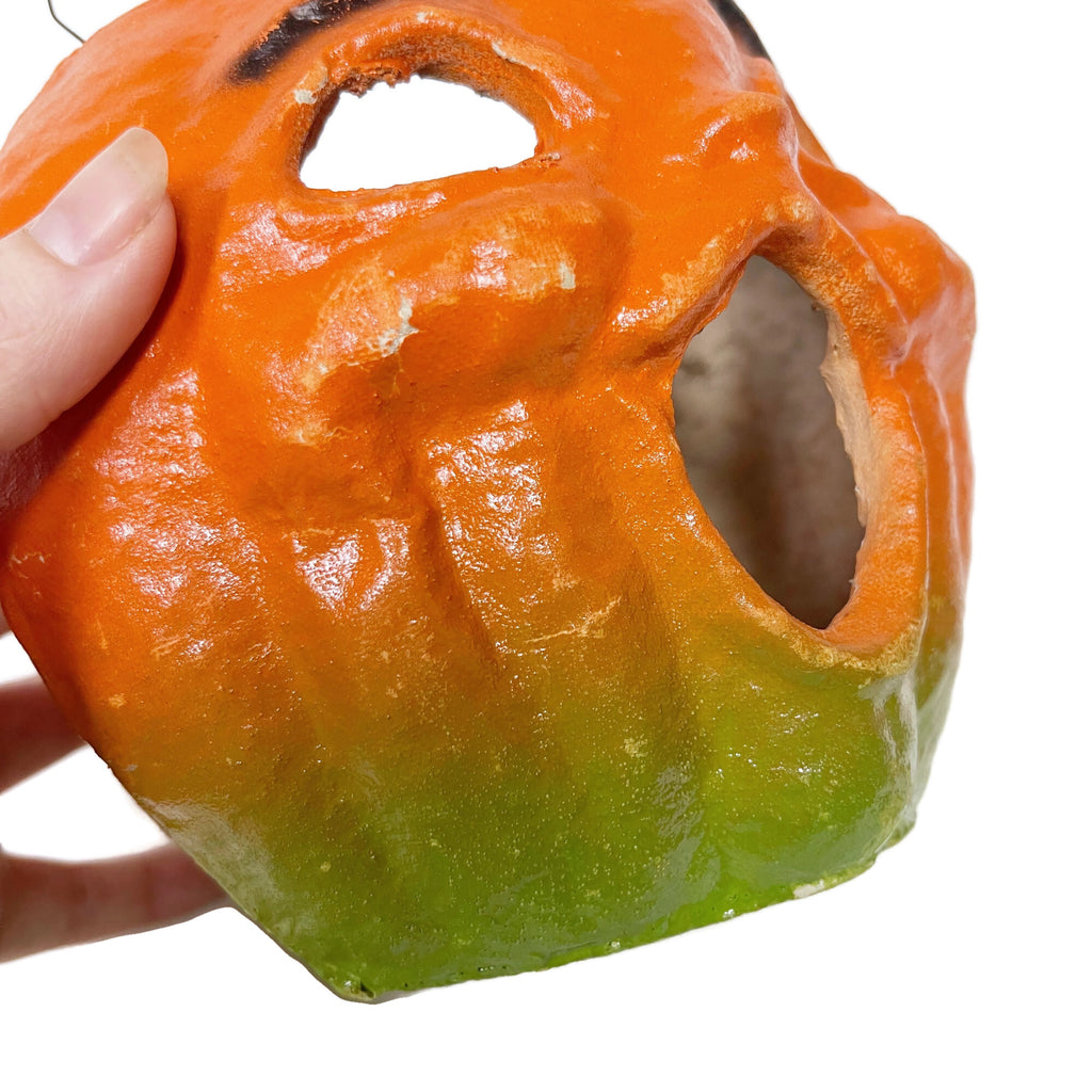 Antique Pressed Cardboard Jack O’ Lantern Lantern W/ Handle