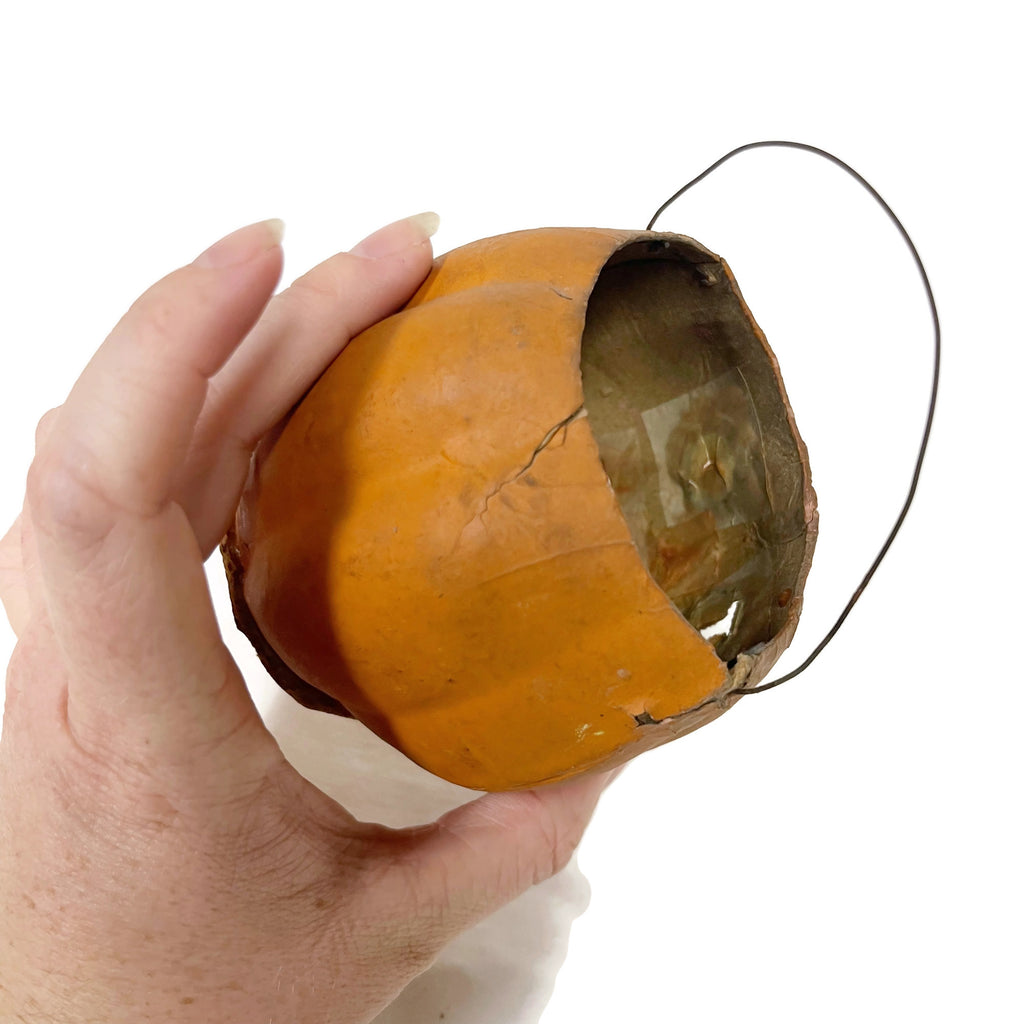 Vintage Small Jack o' Lantern Halloween Lantern W/ Paper Liner & Handle