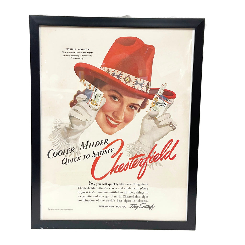 Framed Original Chesterfield Advertisement