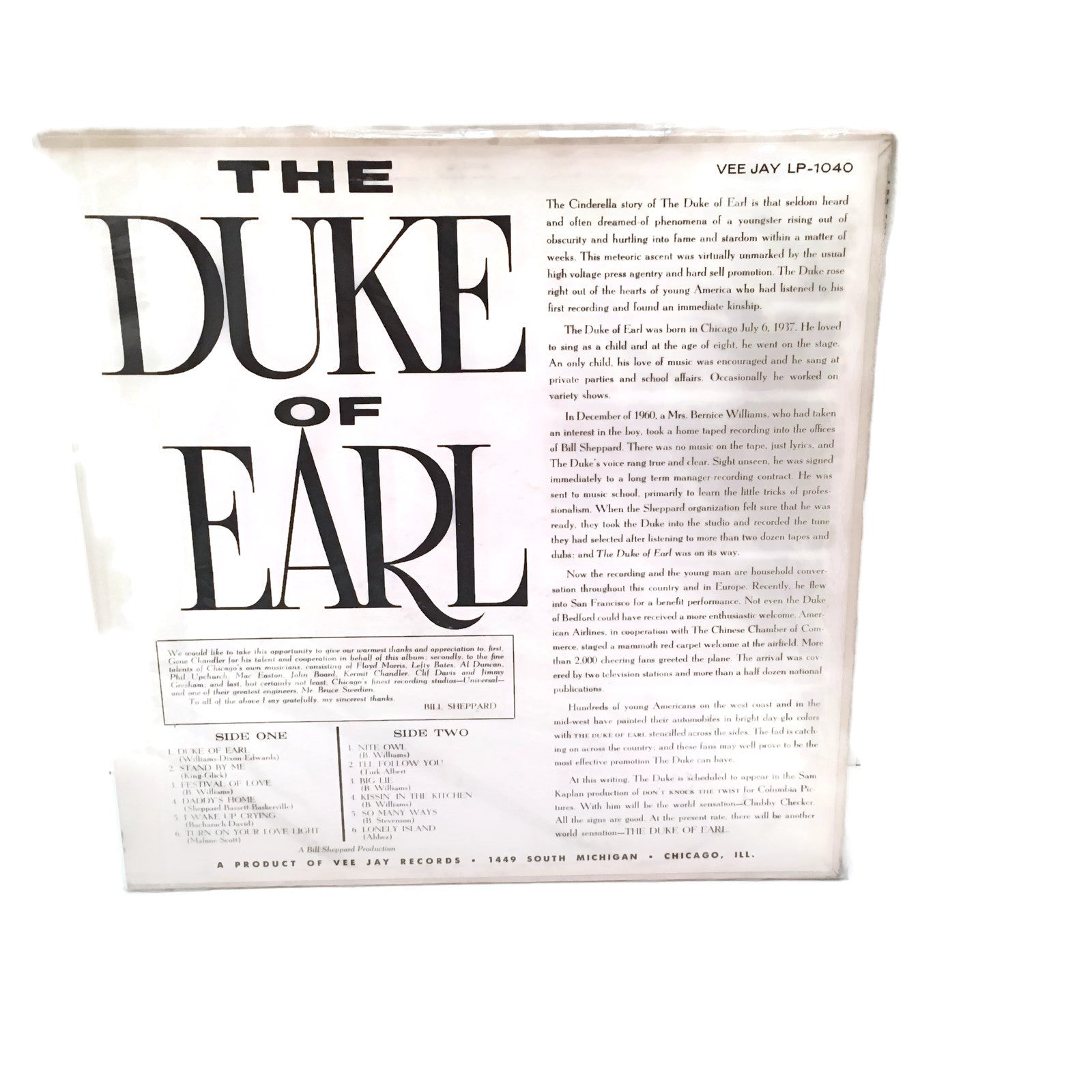1962 Gene Chandler "Duke Of Earl" Mono Rec LP