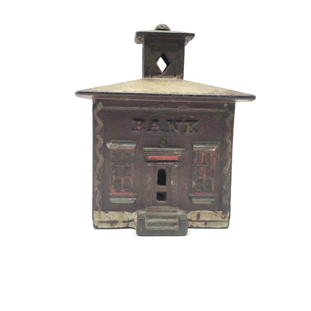 Vintage Cast Iron Still Bank Chpola Top Bank Buildings