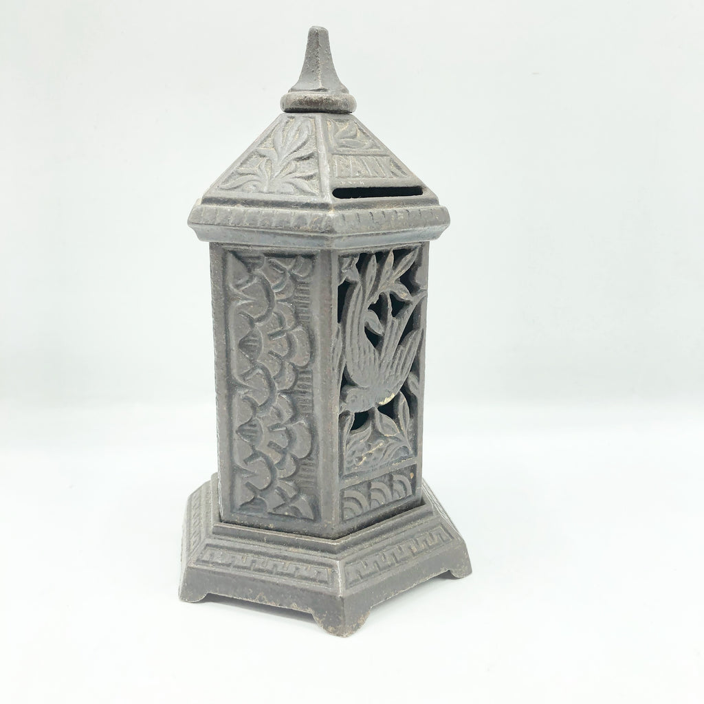 Vintage Asian Esthetic Box w/ Bird Cast Iron Still Bank