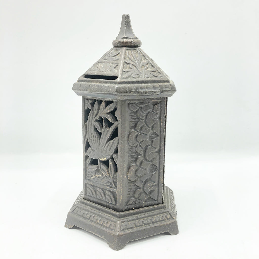 Vintage Asian Esthetic Box w/ Bird Cast Iron Still Bank