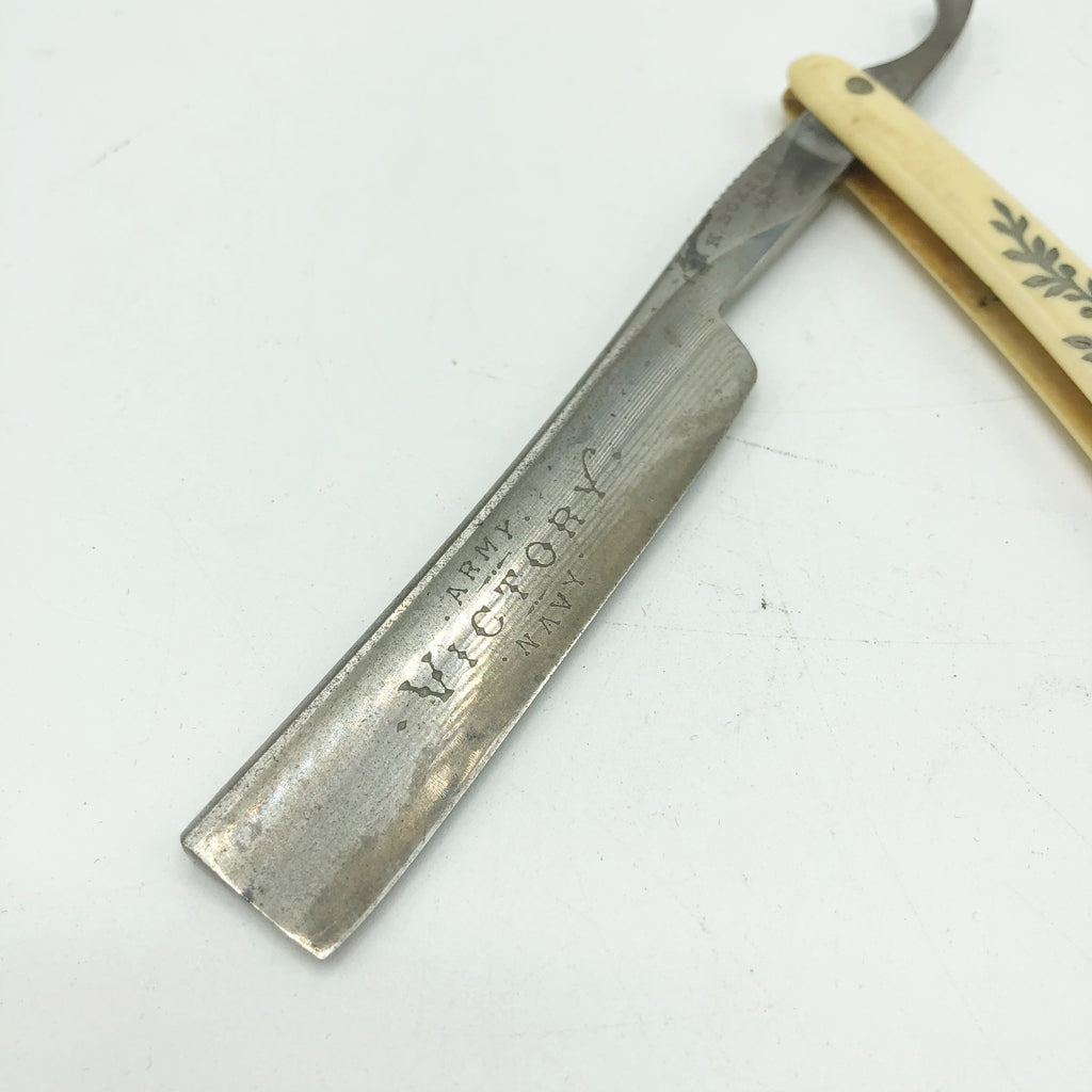Rare H. Boker Germany Stright Razor “Army Navy Victory”