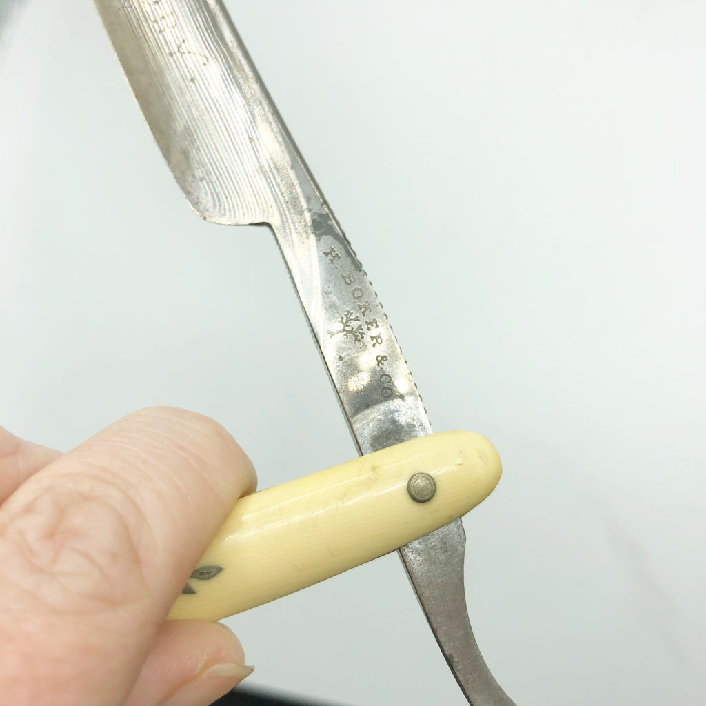 Rare H. Boker Germany Stright Razor “Army Navy Victory”