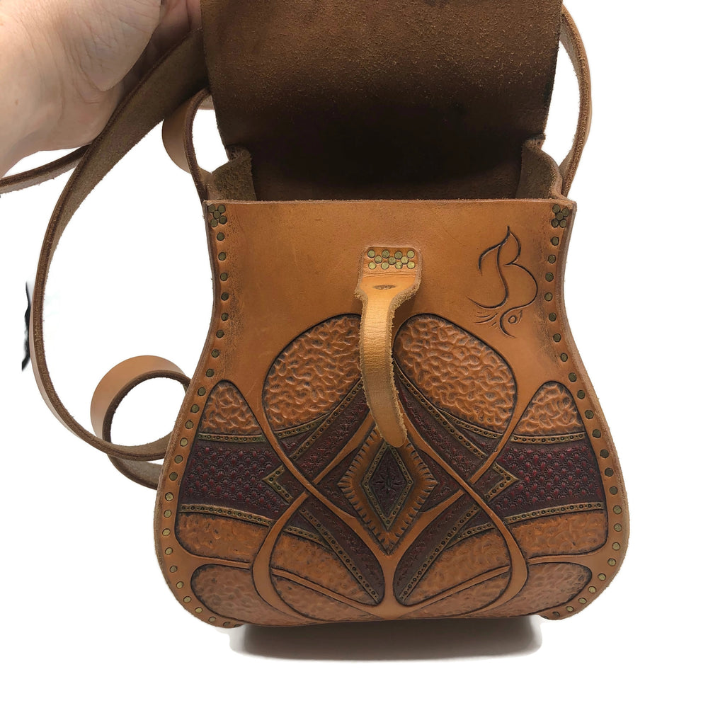 Vintage 1960’s-1970’s Hand Tooled leather Purse Bucket Bag