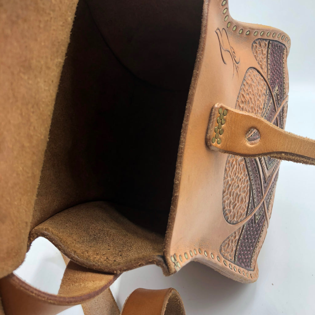 Vintage 1960’s-1970’s Hand Tooled leather Purse Bucket Bag