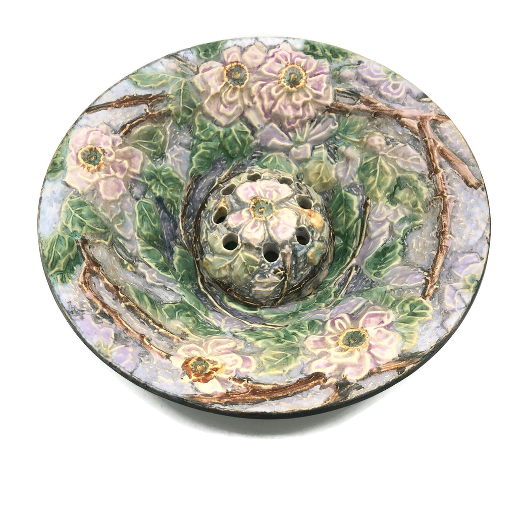 Vintage Weller Pottery Bowl & Flower Frog