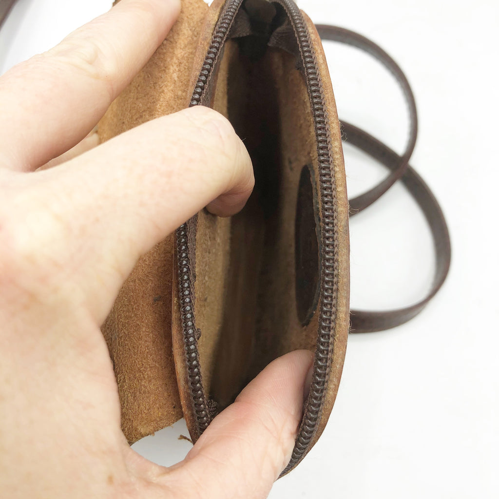 Vintage Tooled Owl Leather Crossbody Bag