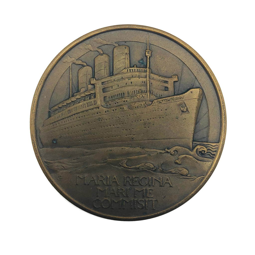 Vintage R.M.S. Queen Mary 1936 Bronze Medallion In Box