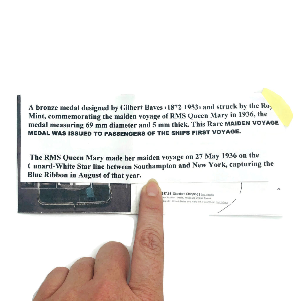 Vintage R.M.S. Queen Mary 1936 Bronze Medallion In Box