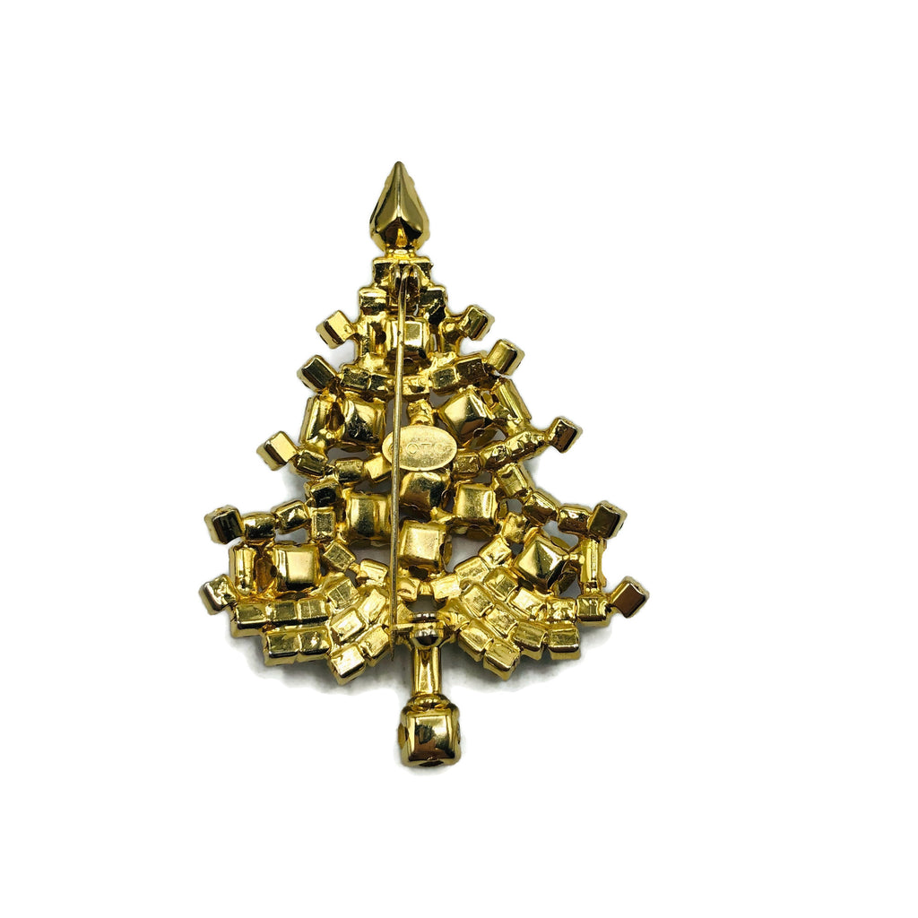 Vintage Rhinestone Christmas Tree Brooch