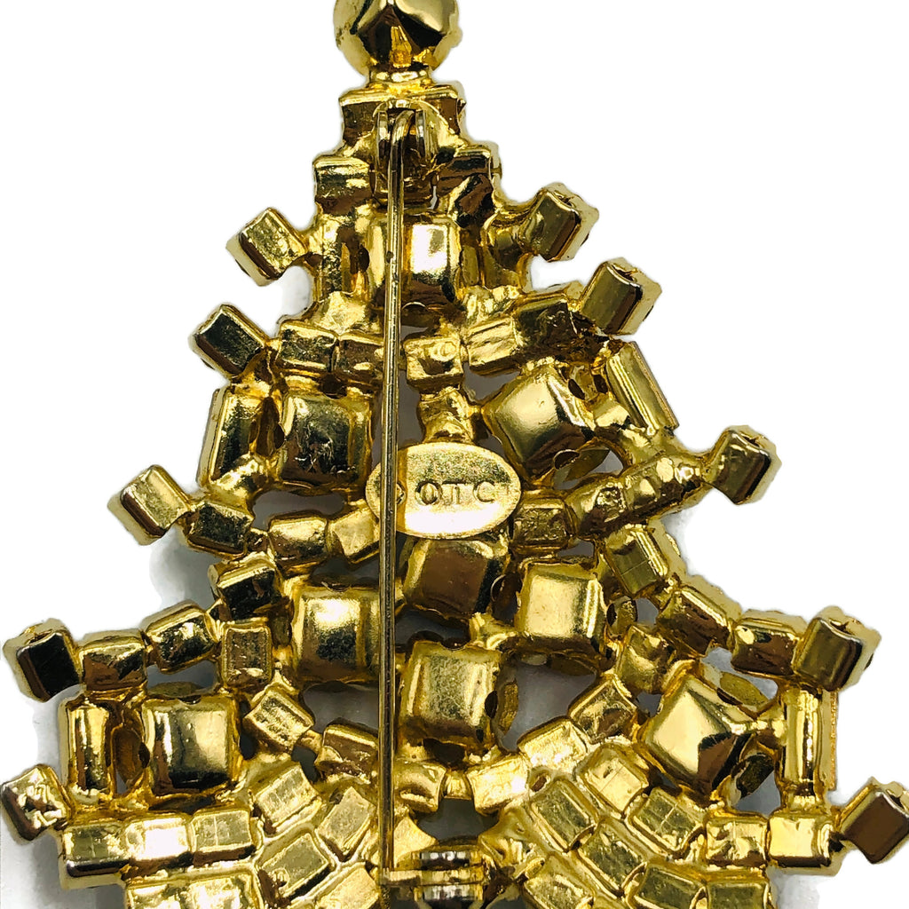 Vintage Rhinestone Christmas Tree Brooch