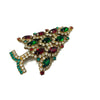 Vintage Red Green & Clear Eisenberg Ice Christmas Tree Rhinestone Brooch
