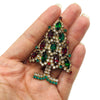 Vintage Red Green & Clear Eisenberg Ice Christmas Tree Rhinestone Brooch