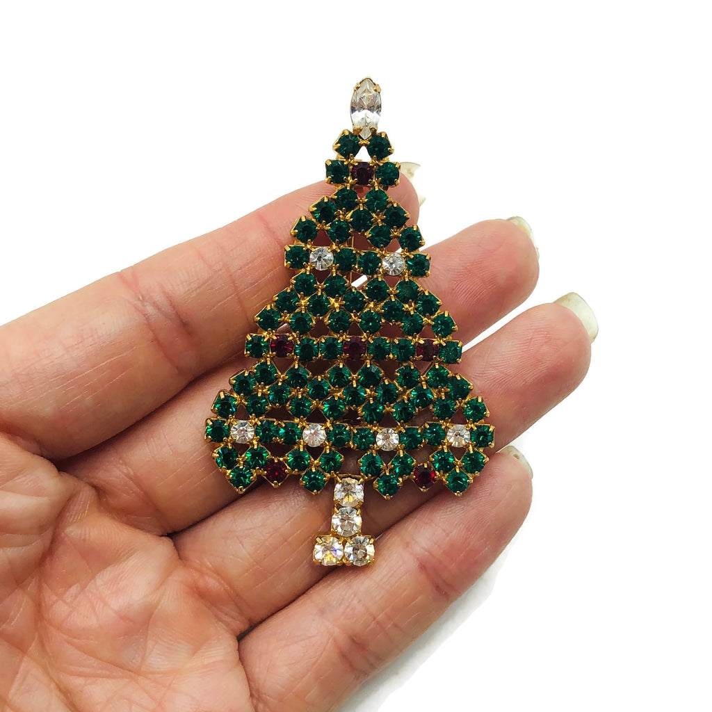 Vintage Rhinestone Eisenberg Ice Christmas Tree Brooch