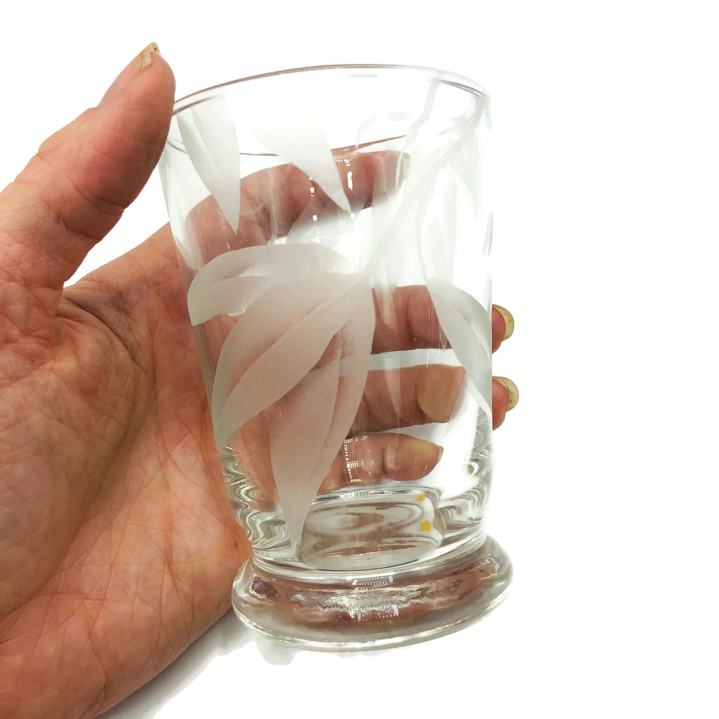 Vintage Frank Oda Etched 17 Piece Drinking Glass Set