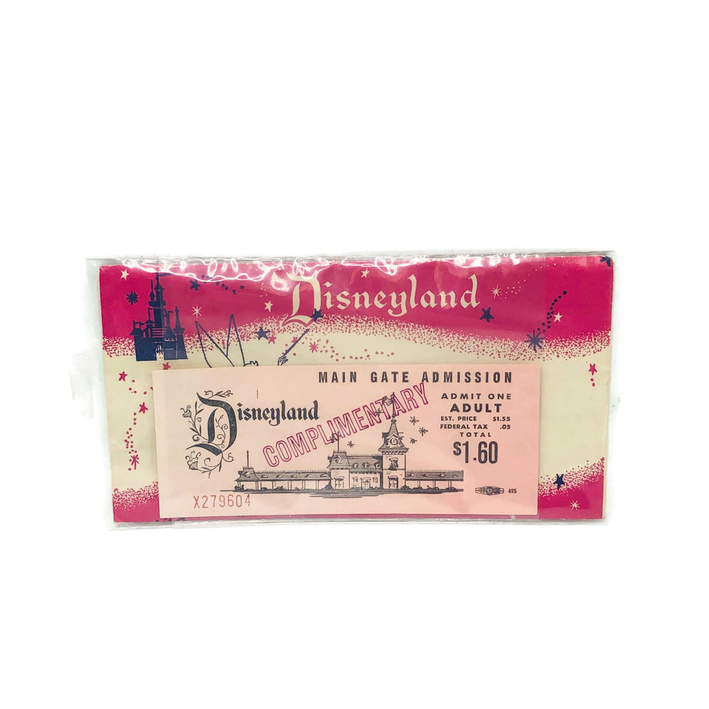 Vintage Disneyland Main Gate Admission Admit One Ticket & Envelope