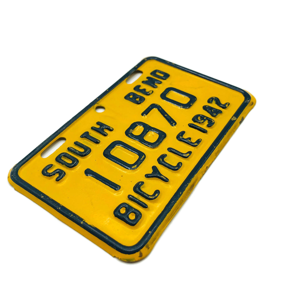 Vintage South Bend Bicycle 1942 License Plate