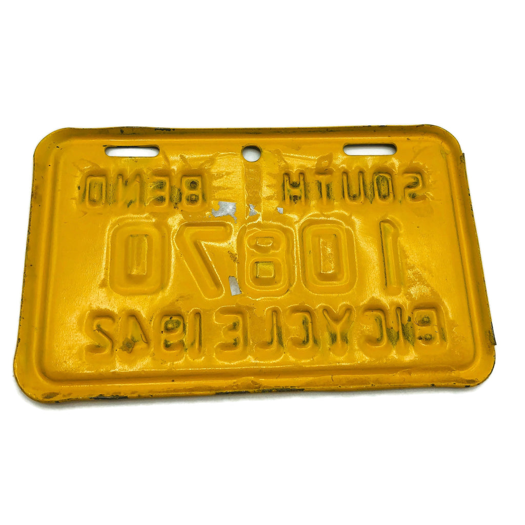 Vintage South Bend Bicycle 1942 License Plate