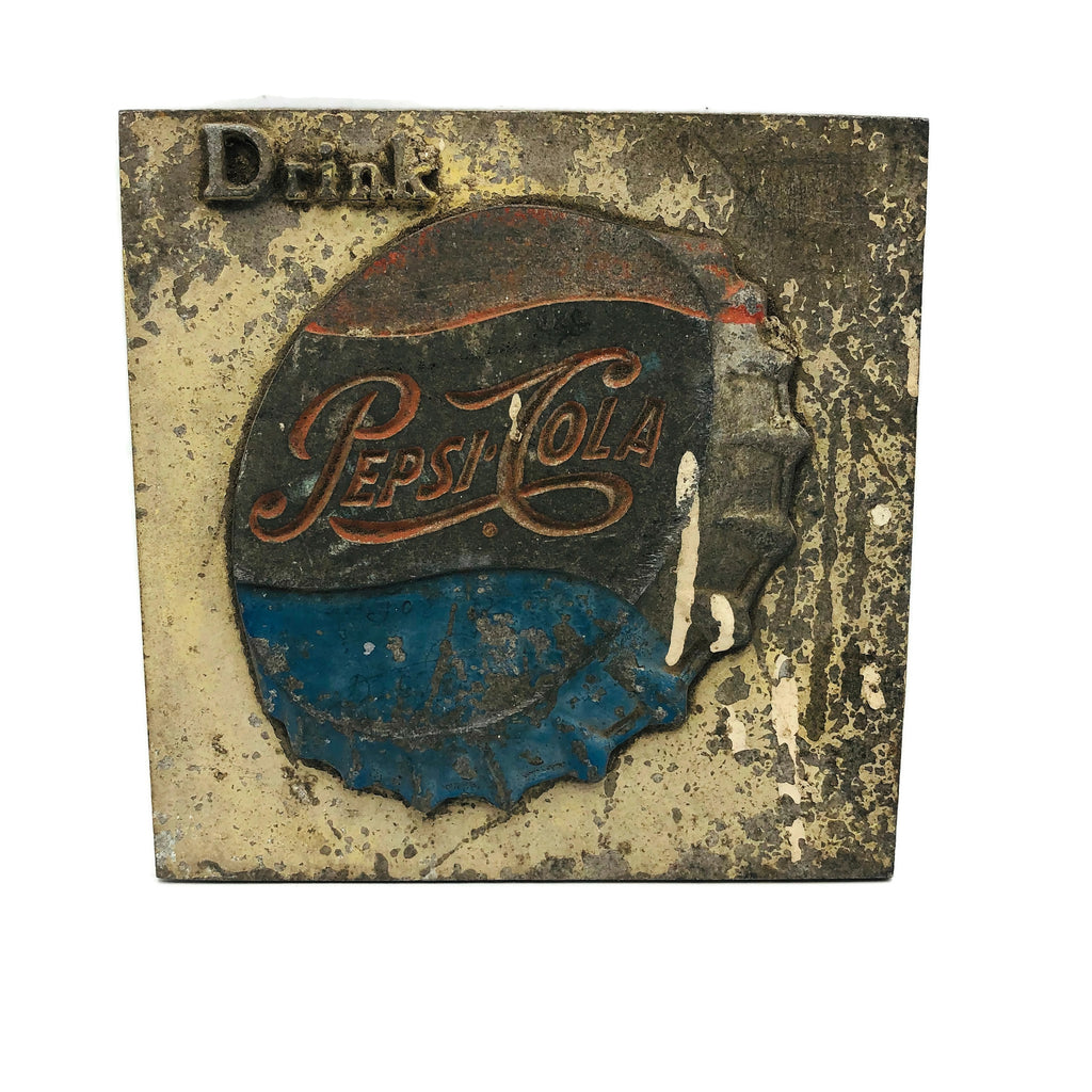Vintage Drink Pepsi Metal Bottle Cap Plaque