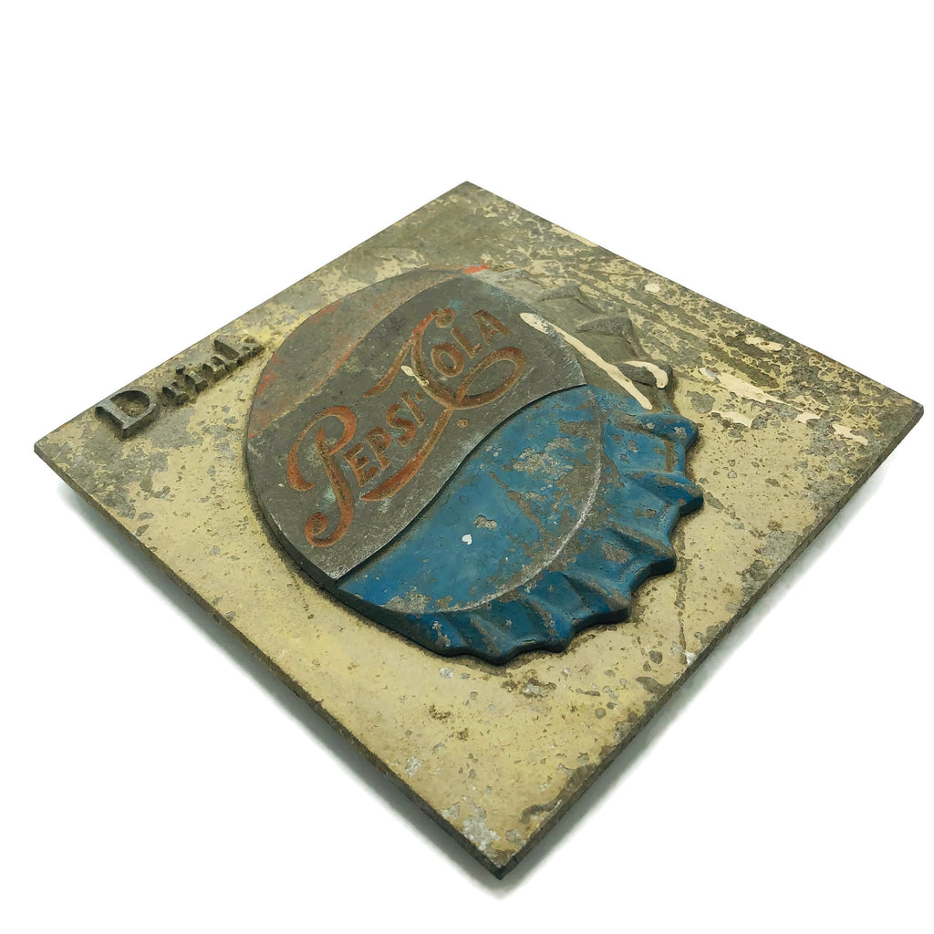 Vintage Drink Pepsi Metal Bottle Cap Plaque