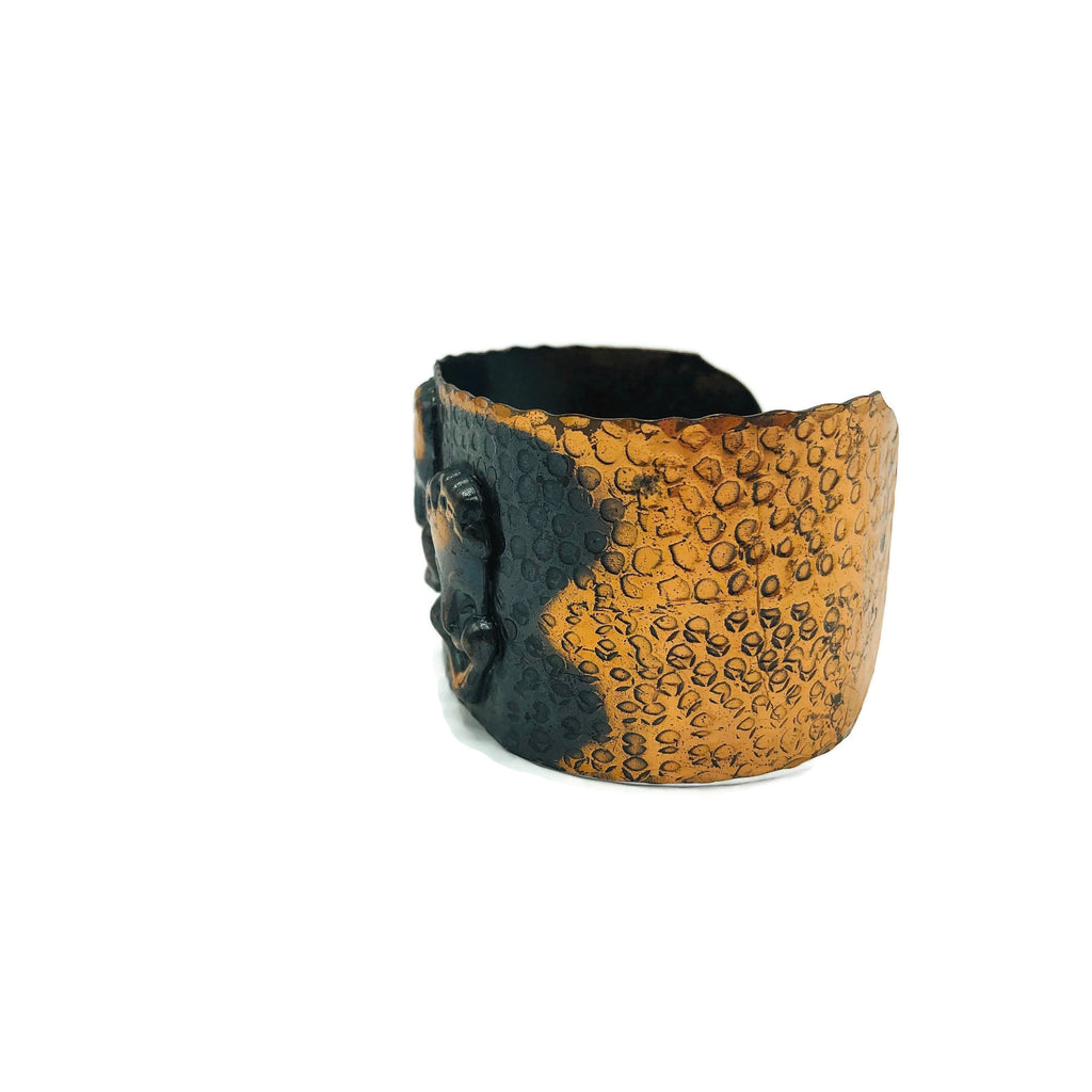 Vintage Copper Comedy & Tragedy Cuff Bracelet