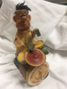 1962 Frankonia Battery OP Fred Flinstone Drummer Mechanical Toy