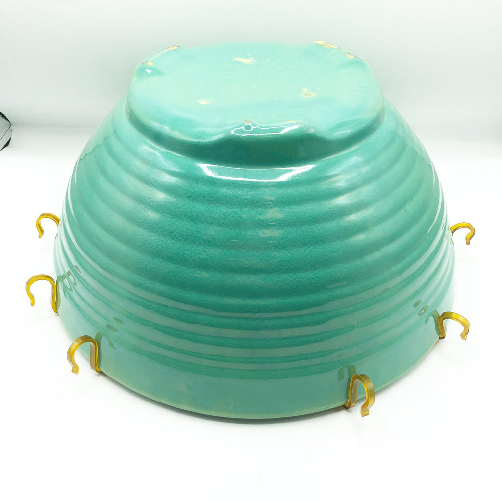 Vintage 14” Bauer Footed 1930’s Punch Bowl W/ 12 Cups