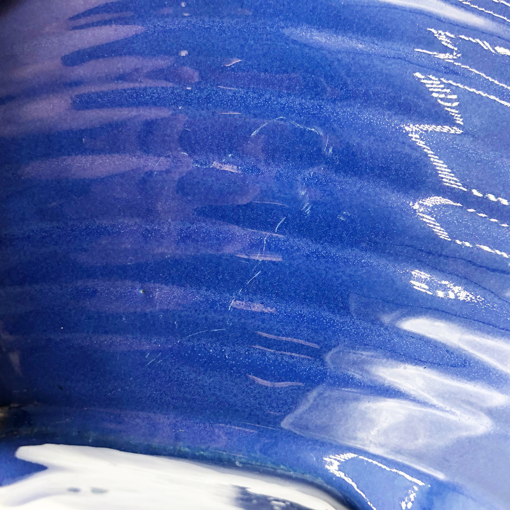 Vintage 1930’s Bauer Pottery Royal Blue Footed Salad/ Punch Bowl