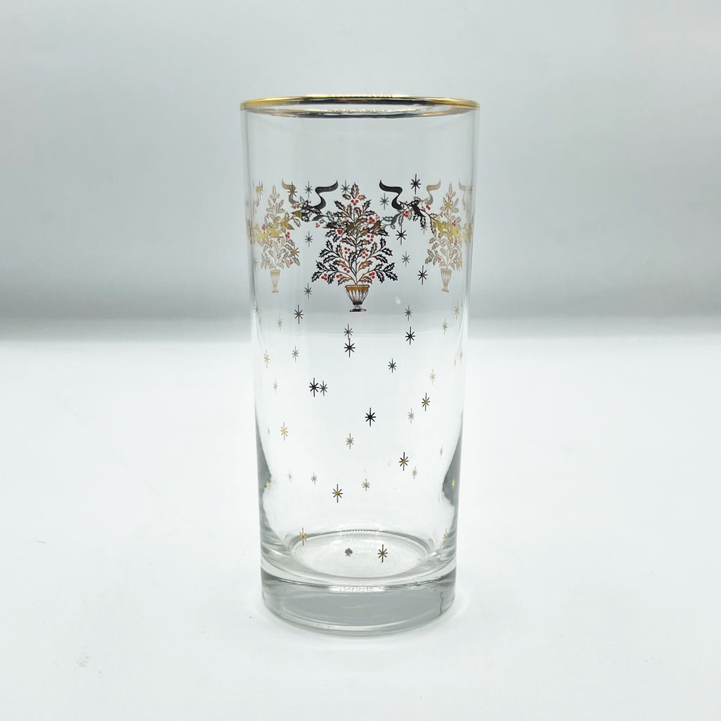 Vintage Mid Century Modern Set Of 8 Christmas High Ball Glasses