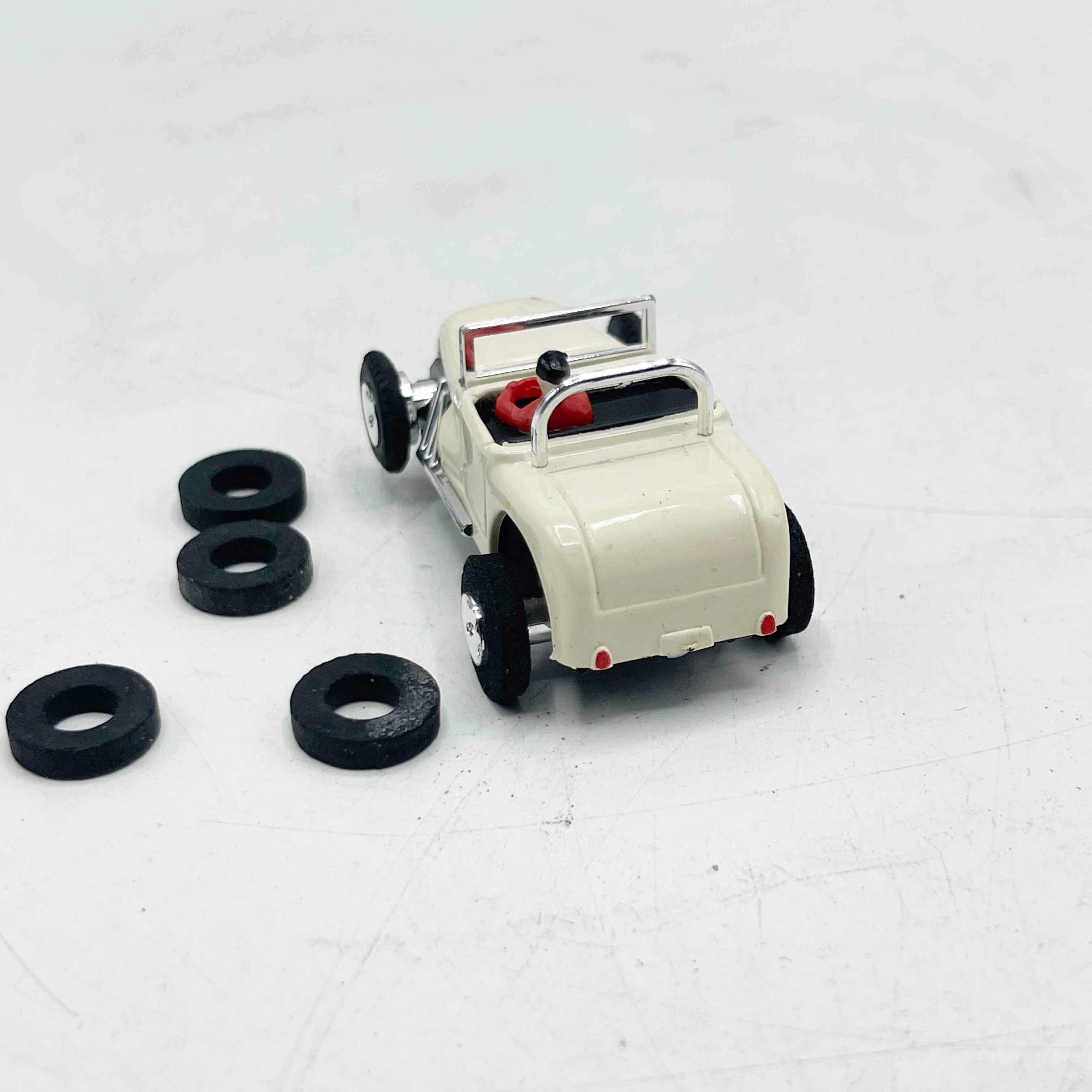 Vintage Aurora HO Scale White Roadster Slot Car