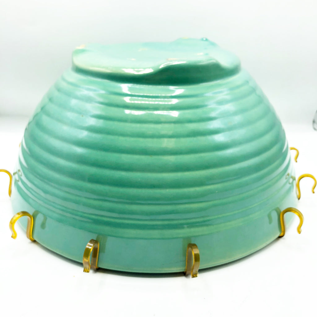 Vintage 14” Bauer Footed 1930’s Punch Bowl W/ 12 Cups