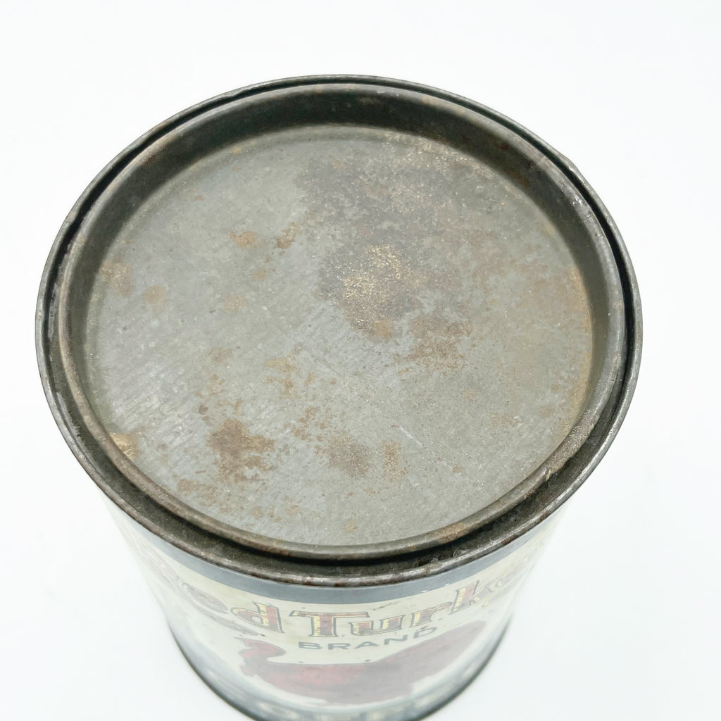 Vintage Circa 1920 Red Turkey Coffee Can W/ Litho Graphics